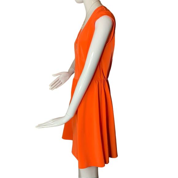 H&M Dress Sleeveless V-Neck Zipper in Front Orange Size 8 - Picture 5 of 14
